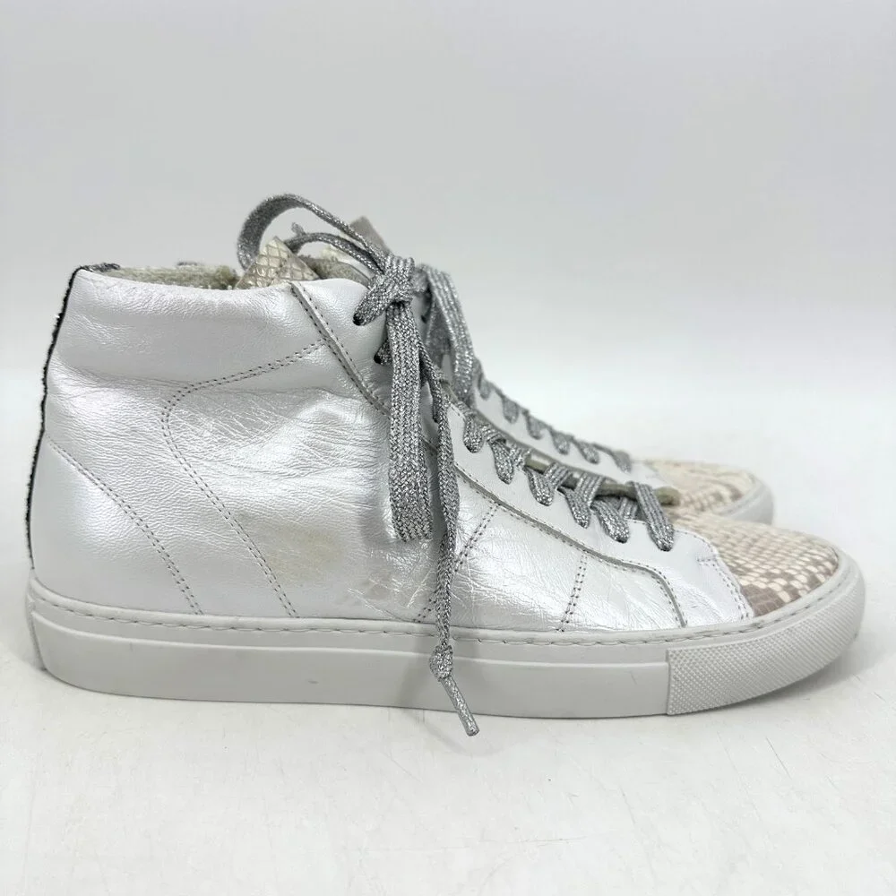 P448‎ Star High Top Sneaker Sunset Snake Embossed Leather Glitter White 39 9